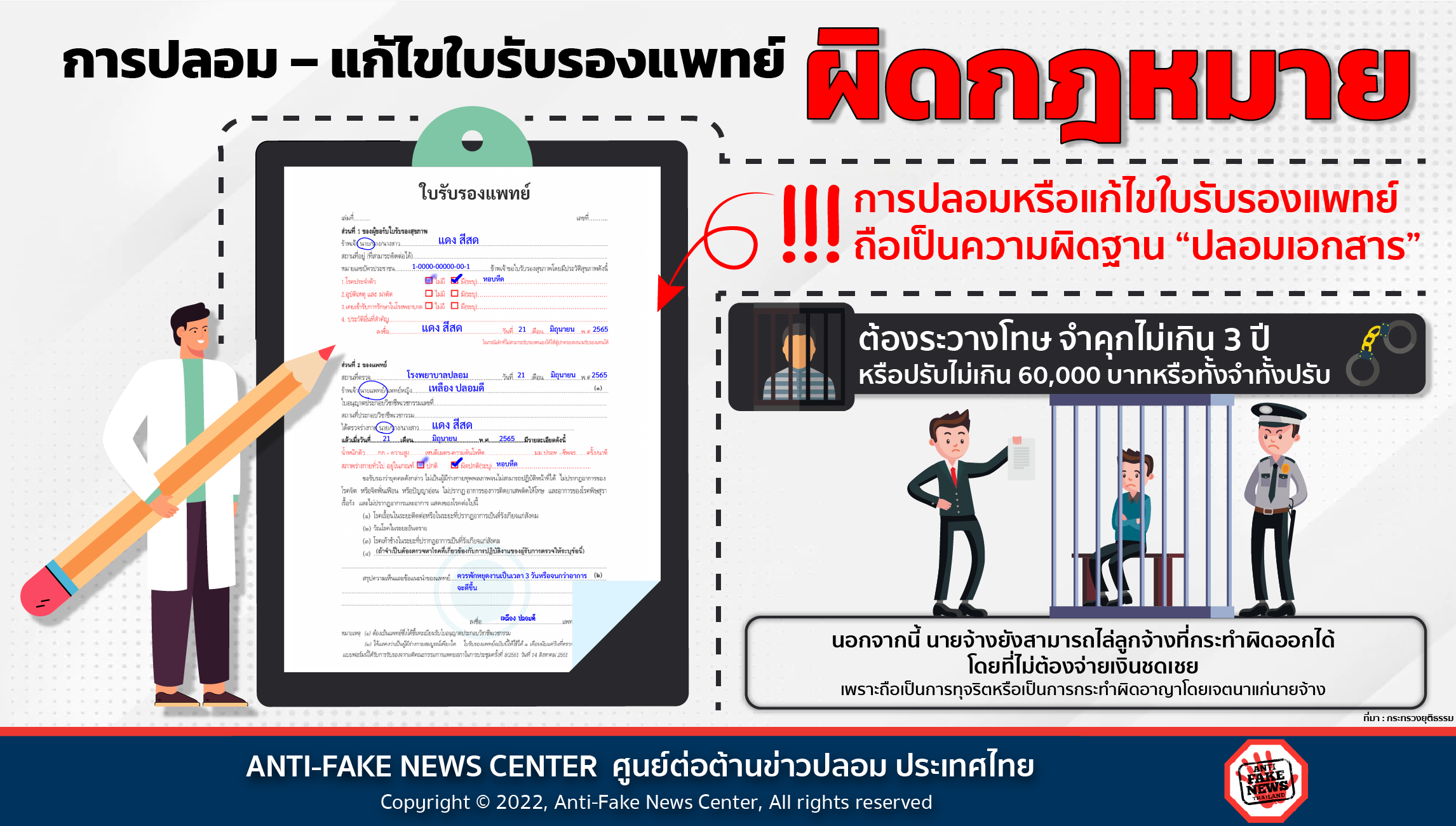 21 June 22 การปลอม แก้ไขใบรับรองแพทย์ ผิดกฎหมาย Web