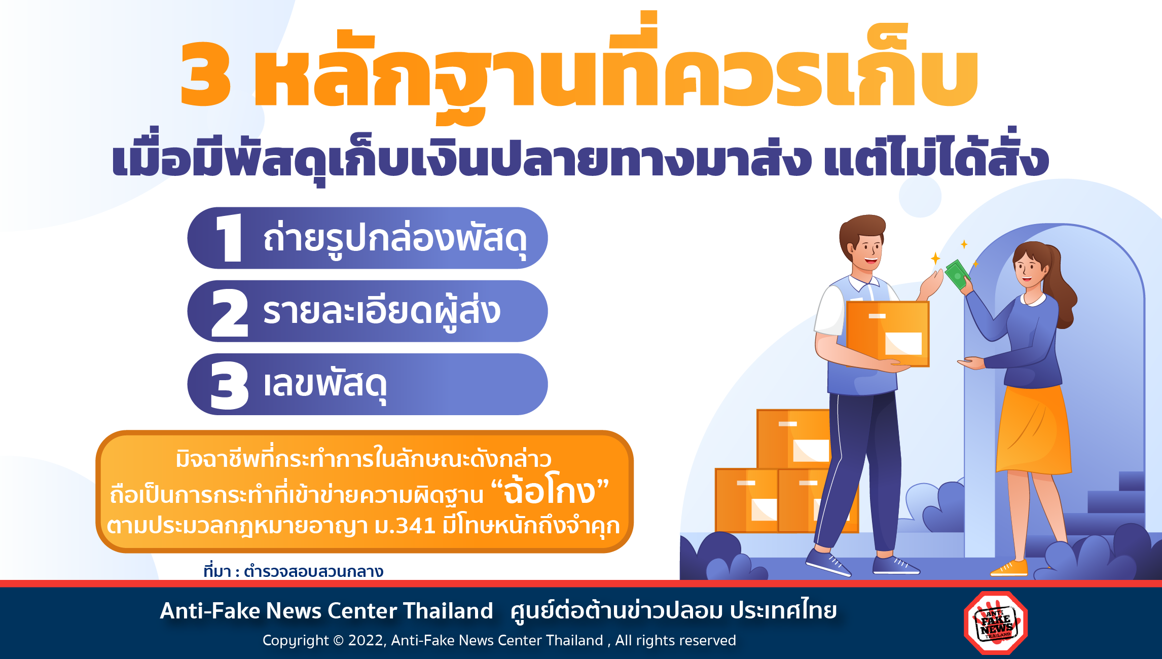 3 หลักฐานที่ควรเก็บ เมื่อมีพัสดุเก็บเงินปลายทางมาส่ง แต่ไม่ได้สั่ง Website