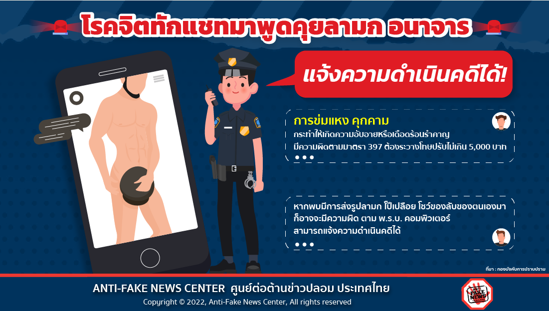 5 Sep 22 โรคจิตทักแชทมาพูดคุยลามก อนาจาร แจ้งความดำเนินคดีได้ TW
