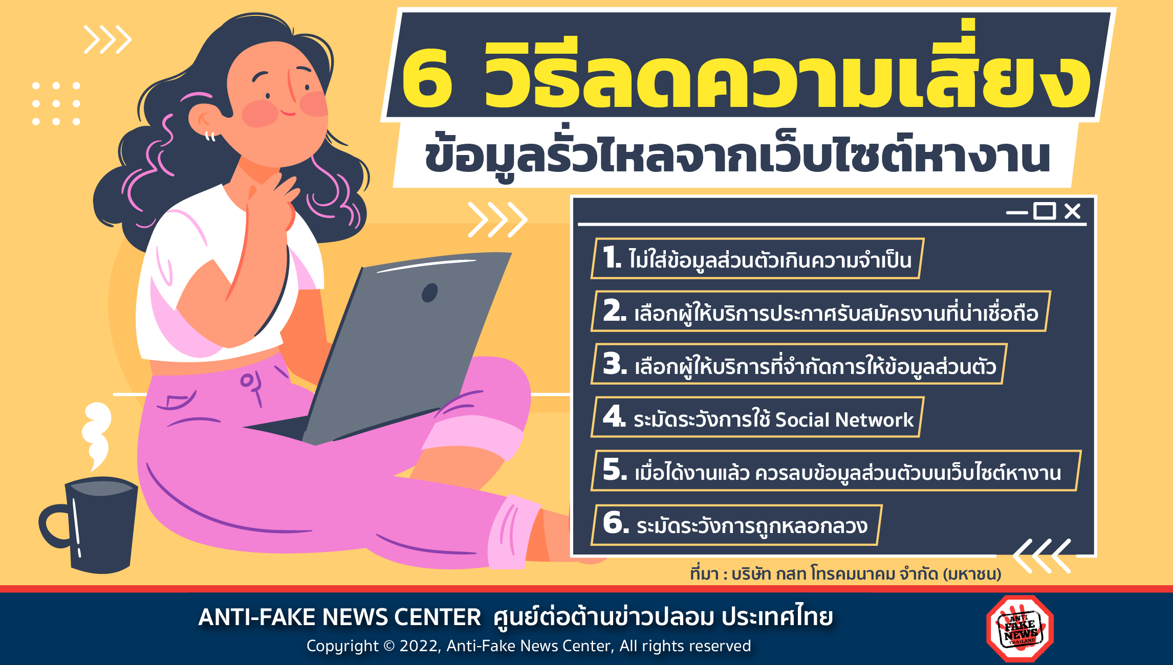 6 วิธีลดความเสี่ยงข้อมูลรั่วไหลจากเว็บไซต์หางาน