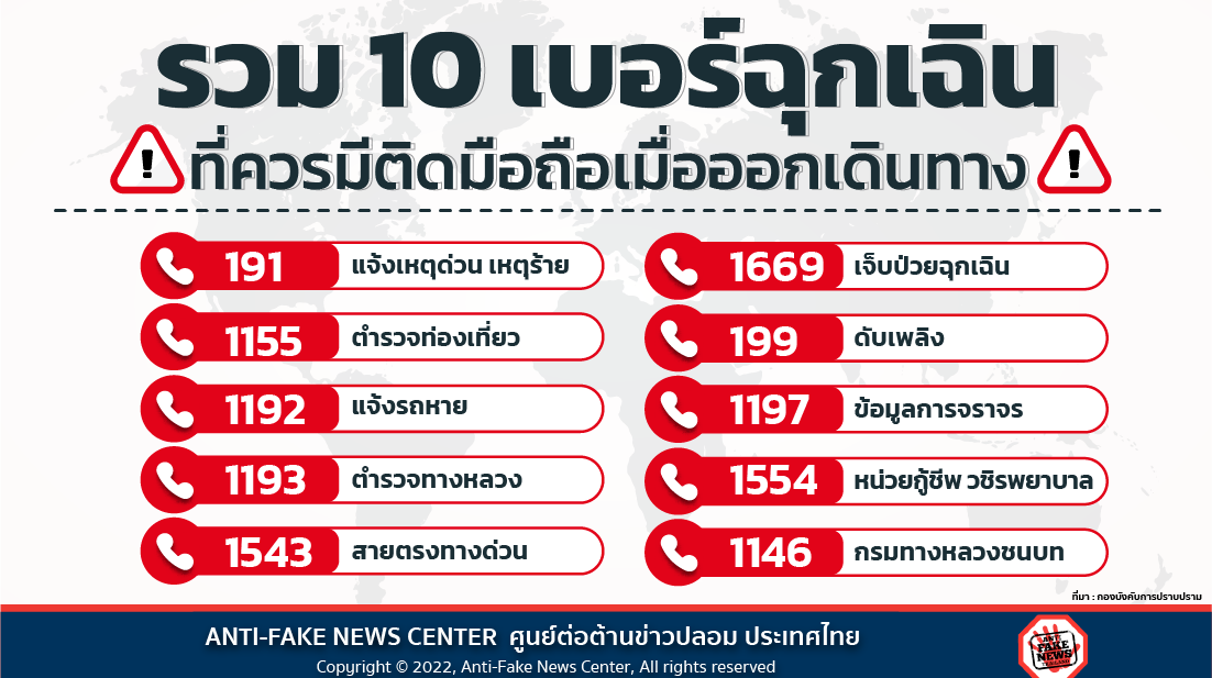 รวม 10 เบอร์ฉุกเฉินที่ควรมีติดมือถือ เมื่อออกเดินทาง