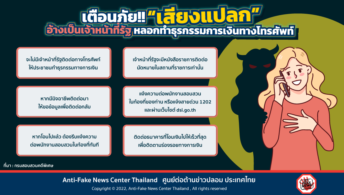 “เสียงแปลก” อ้างเป็นเจ้าหน้าที่รัฐ หลอกทำธุรกรรมการเงินทางโทรศัพท์